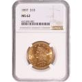 Certified $10 Gold Liberty 1897 MS61 NGC