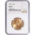 Certified $10 Gold Liberty 1901 MS61 NGC