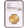 Certified $10 Gold Liberty 1904 MS62 NGC