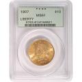 Certified $10 Gold Liberty 1907 MS61 PCGS