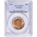 Certified US Gold $10 Indian 1907 No Motto MS62 PCGS