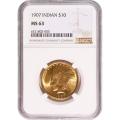 Certified $10 Gold Indian 1907 MS63 NGC