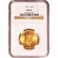 Certified $10 Gold Indian 1912 MS62 NGC