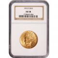Certified US Gold $10 Indian 1912-S AU58 NGC