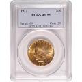 Certified $10 Gold Indian 1913 AU55 PCGS