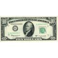 1950D STAR $10 Federal Reserve Note AU