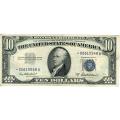 1953A STAR $10 Silver Certificate VF details