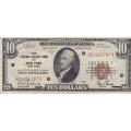 1929 $10 Federal Reserve Note New York NY F-VF