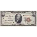 1929 $10 Federal Reserve Note Boston MA F-VF
