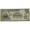 1902 $10 National Bank Note Cumberland MD Charter #1519 F