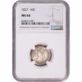 Certified Bust Dime 1827 MS64 NGC (007)