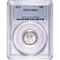 Certified Seated Liberty Dime 1875 MS64 PCGS