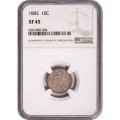 Certified Seated Dime 1883 XF45 NGC