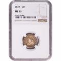 Certified Bust Dime 1827 MS63 NGC