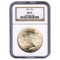 Certified Peace Silver Dollar 1922 MS65 NGC
