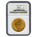 Certified $20 St Gaudens 1914-S MS62 NGC