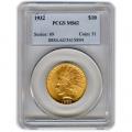 Certified US Gold $10 Indian MS62 (Dates Our Choice) PCGS or NGC