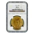 Certified $20 St Gaudens 1913 MS62 NGC