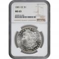 Certified Morgan Silver Dollar 1881-CC MS63 NGC