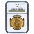 Certified US Gold $20 Liberty 1888 MS61 NGC