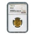 Certified US Gold $5 Liberty 1900 MS62 NGC