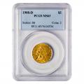 Certified $5 Gold Indian 1908-D MS63 PCGS