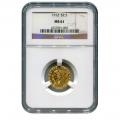 Certified US Gold $2.5 Indian 1912 MS61 NGC
