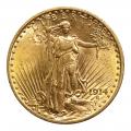 $20 Gold Saint Gaudens 1914 AU