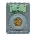 Certified US Gold $5 Indian 1914 MS62 PCGS 