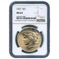 Certified Peace Silver Dollar 1927 MS64 NGC