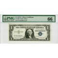 1957A $1 Silver Certificate UNC 66 PMG