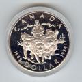 Canada 1994 silver dollar sled-dogs