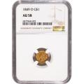 Certified $1 Gold Liberty 1849-O AU58 NGC