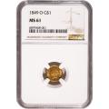Certified $1 Gold Liberty 1849-O MS61 NGC