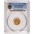 Certified $1 Gold Liberty 1857-C Charlotte XF details PCGS