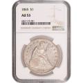 Certified Seated Dollar 1865 AU53 NGC
