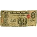 1865 $1 National Bank Note Herkimer Falls NY Charter #1344 Fr