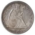 Seated Liberty Dollar 1870 AU cleaned