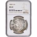 Certified Morgan Silver Dollar 1880-S MS63 NGC Toning (A)