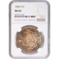 Certified Morgan Silver Dollar 1880-S MS64 NGC Toning (C)