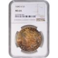 Certified Morgan Silver Dollar 1880-S MS64 NGC Toning (E)