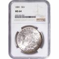 Certified Morgan Silver Dollar 1881 MS64 NGC toned