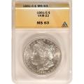 Certified Morgan Silver Dollar 1881-S VAM-22 MS63 ANACS