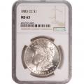 Certified Morgan Silver Dollar 1883-CC MS63 NGC