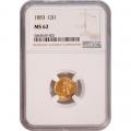 Certified $1 Gold Liberty 1883 MS62 NGC