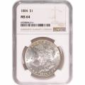 Certified Morgan Silver Dollar 1884 MS64 NGC