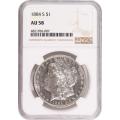 Certified Morgan Silver Dollar 1884-S AU58 NGC