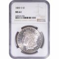 Certified Morgan Silver Dollar 1885-S MS61 NGC