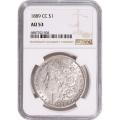 Certified Morgan Silver Dollar 1889-CC AU53 NGC