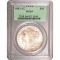Certified Morgan Silver Dollar 1891-CC MS64 PCGS